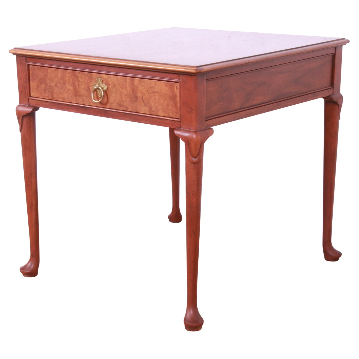 Baker Furniture Regency Burled Walnut Tea Table