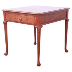 Used Baker Furniture Regency Burled Walnut Tea Table