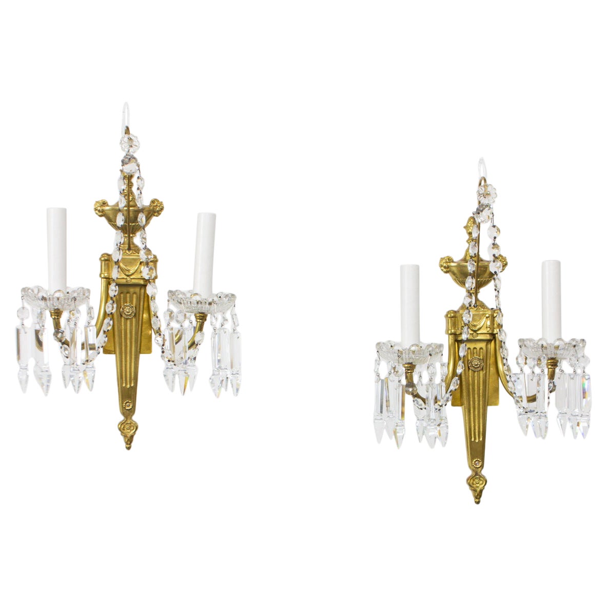 S379 EF Caldwell Two Arm Neoclassical Sconces, a Pair