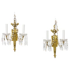 S379 EF Caldwell Two Arm Neoclassical Sconces, a Pair