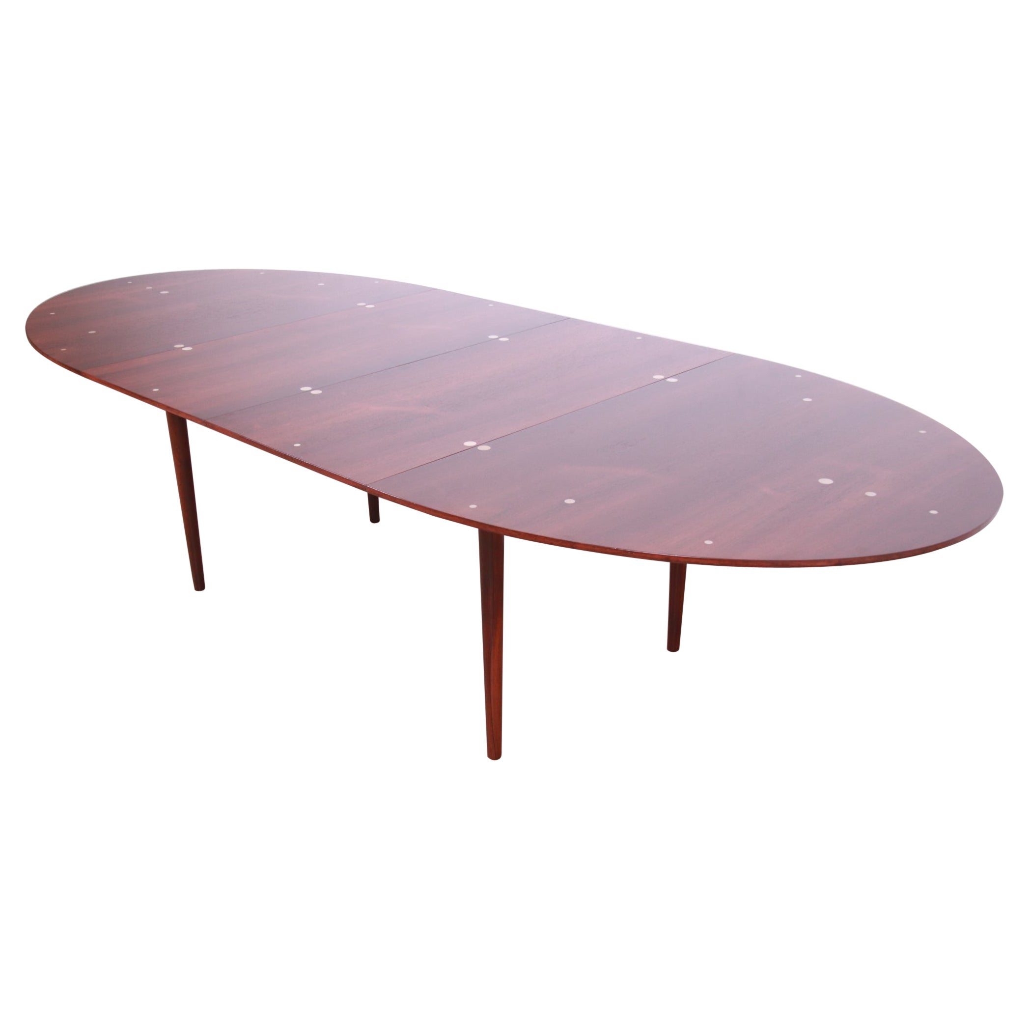 Outstanding Finn Juhl Rosewood and Silver Inlay "Judas" Dining Table, Restored