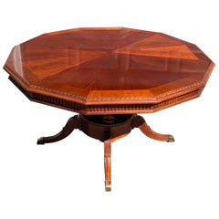 Vintage Cherry Inlaid Single Pedestal Dining Table