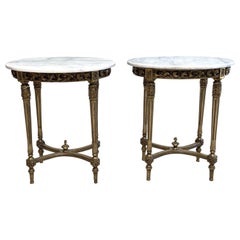 Vintage Giltwood Round Table with Marble Top