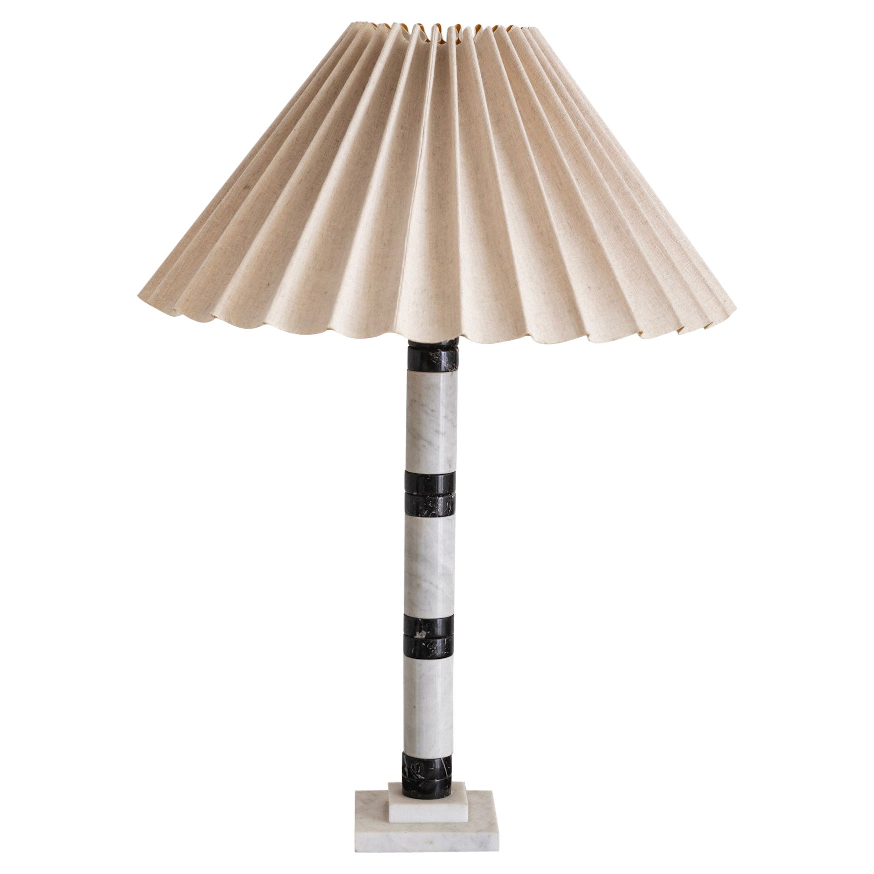 Black and White Stacked Marble Table Lamp