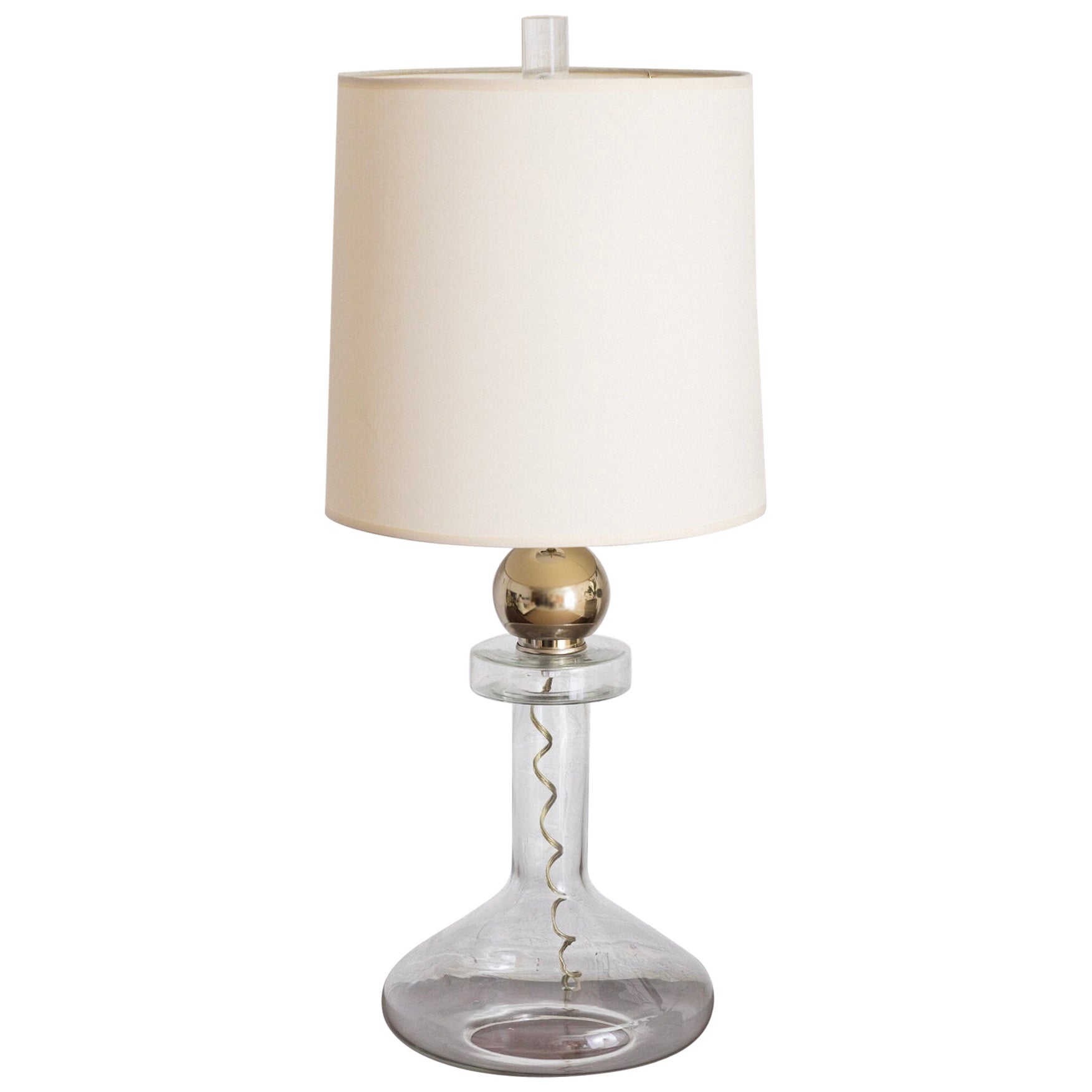 Flask Form Glass Lamp with Cord Detail For Sale