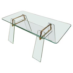 Pietro Chiesa Glass and Brass Italian Cocktail Table for Fontana Arte, 1930s