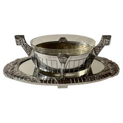 Used French Silver Art Deco Centerpiece and Mirrored Tray
