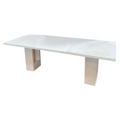 Vintage 1980s Italian White Marble Dust Dining Table