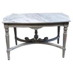 Vintage Louis XVI Style Coffee Table with Marble Top