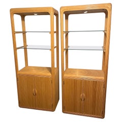 1970s, Pencil Reed Lighted Etagere, a Pair
