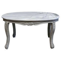 Vintage Painted French Style Table with Marble Top