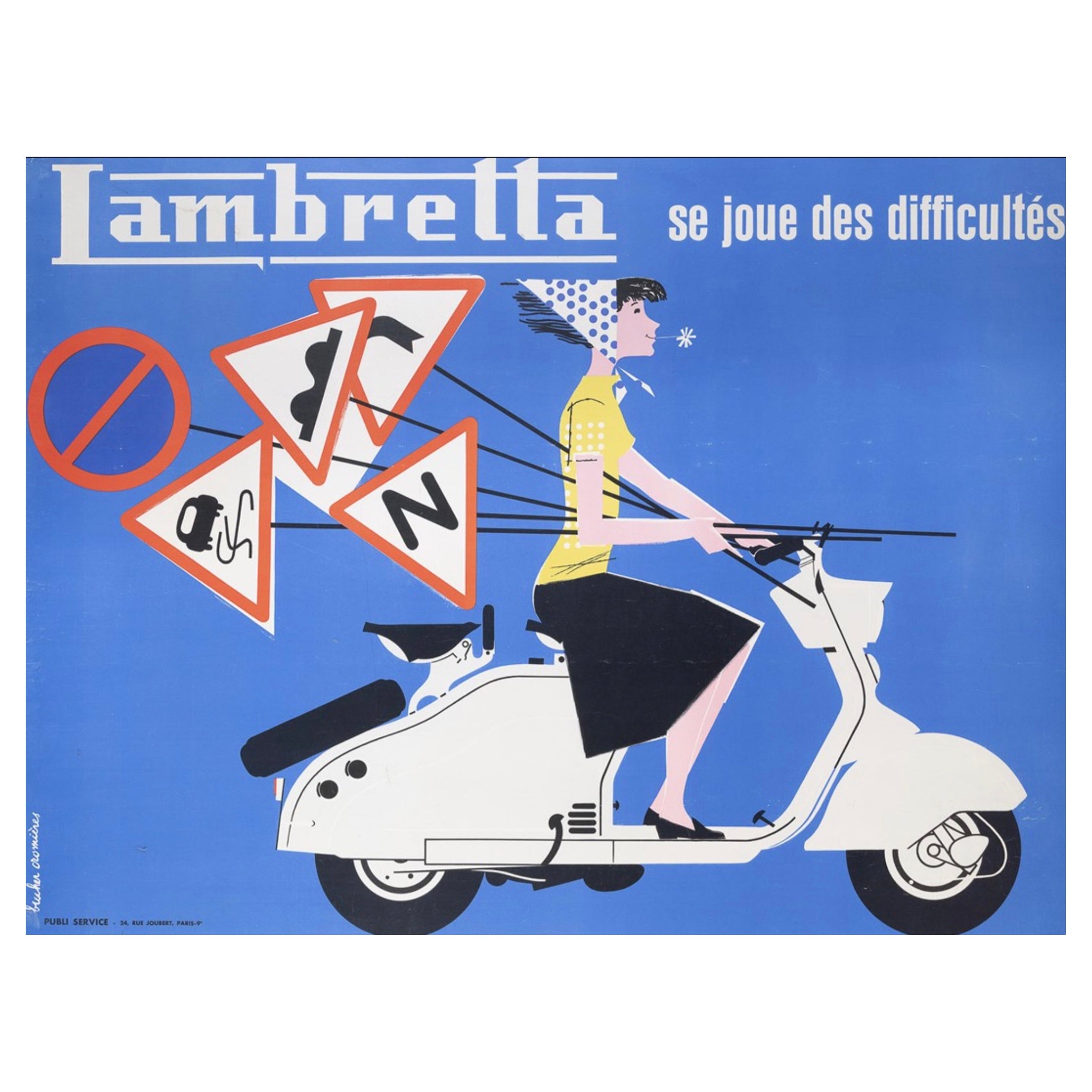 Mid-Century Italian Motor Scooter, 'Lambretta' Original Vintage Italian Poster