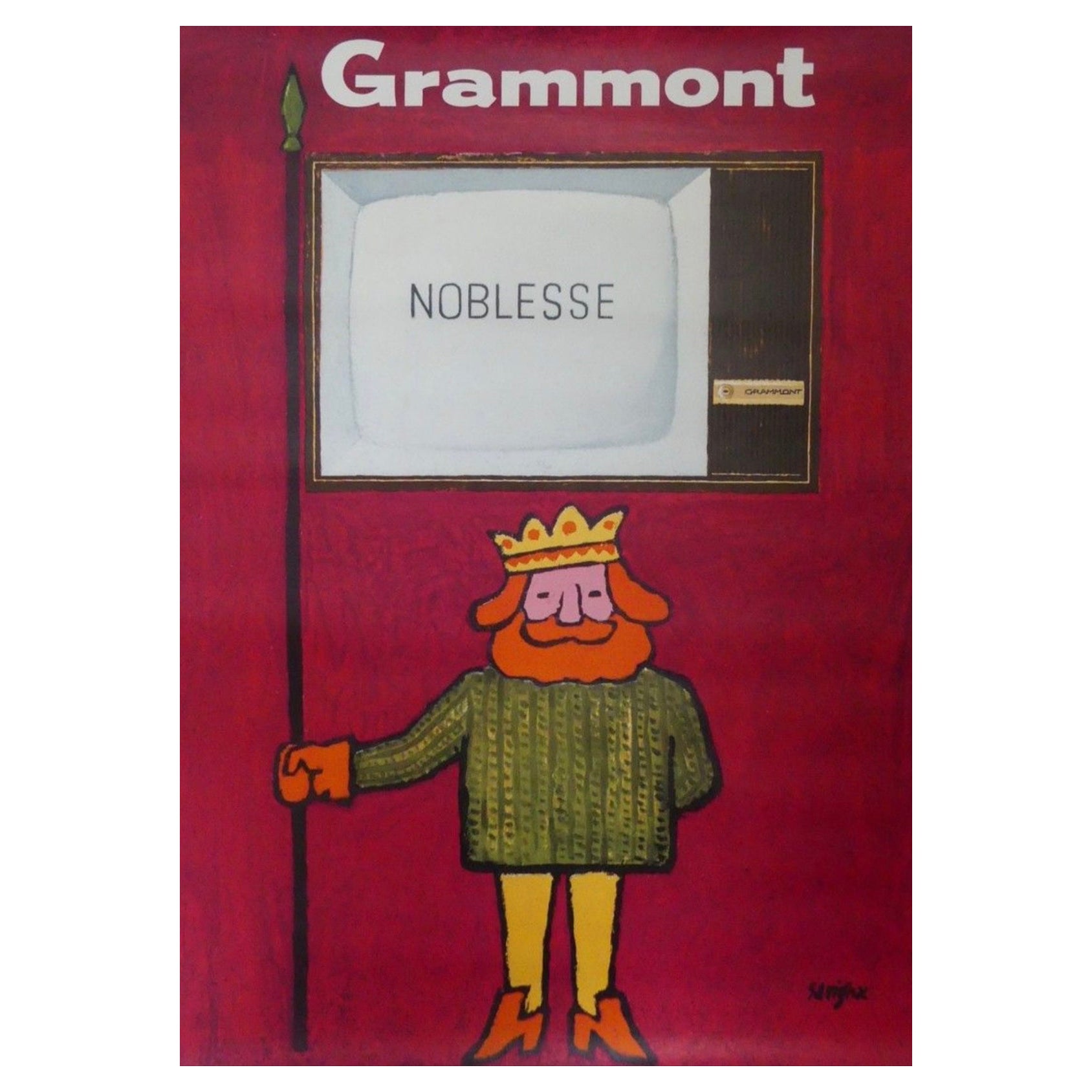 'Grammont Television' Original French Advertising Poster, 1970