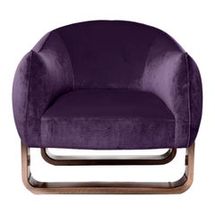 Fauteuil Milo, velours violet/velours d'intérieur