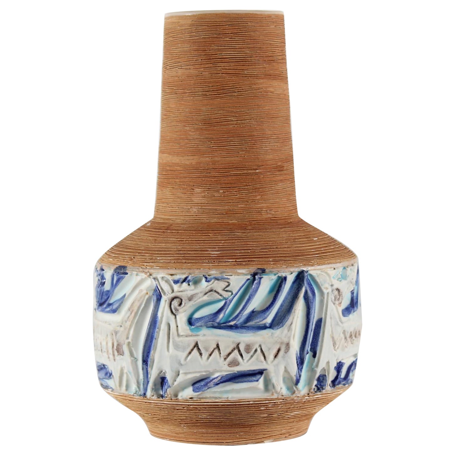Italienische italienische Fratelli Fanciullacci-Vase mit geprägter Dekoration von Fantasy-Tieren im Angebot
