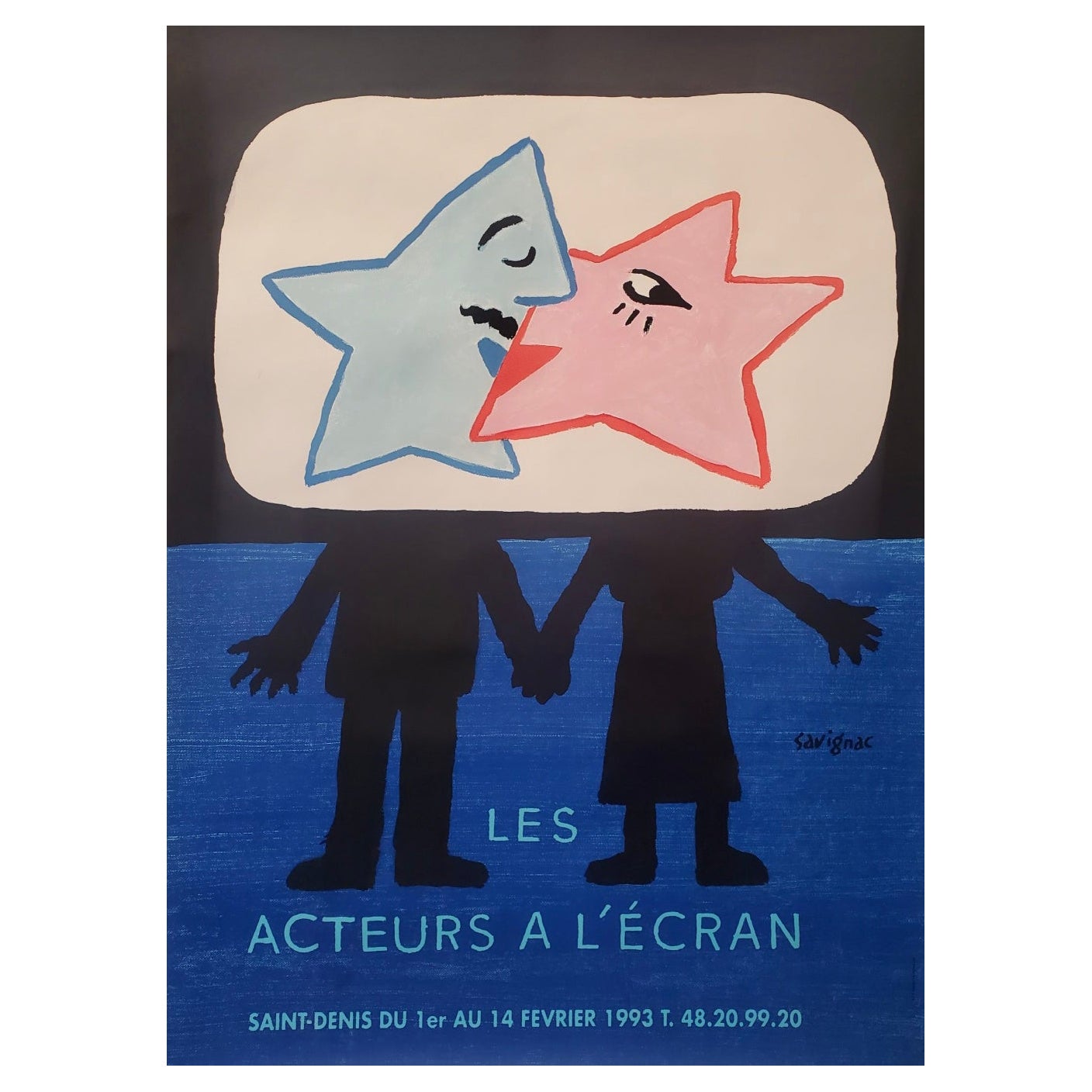 'Les Acteurs A L’ecran' by SAVIGNAC, French Festival of Cinema Poster, 1993 For Sale