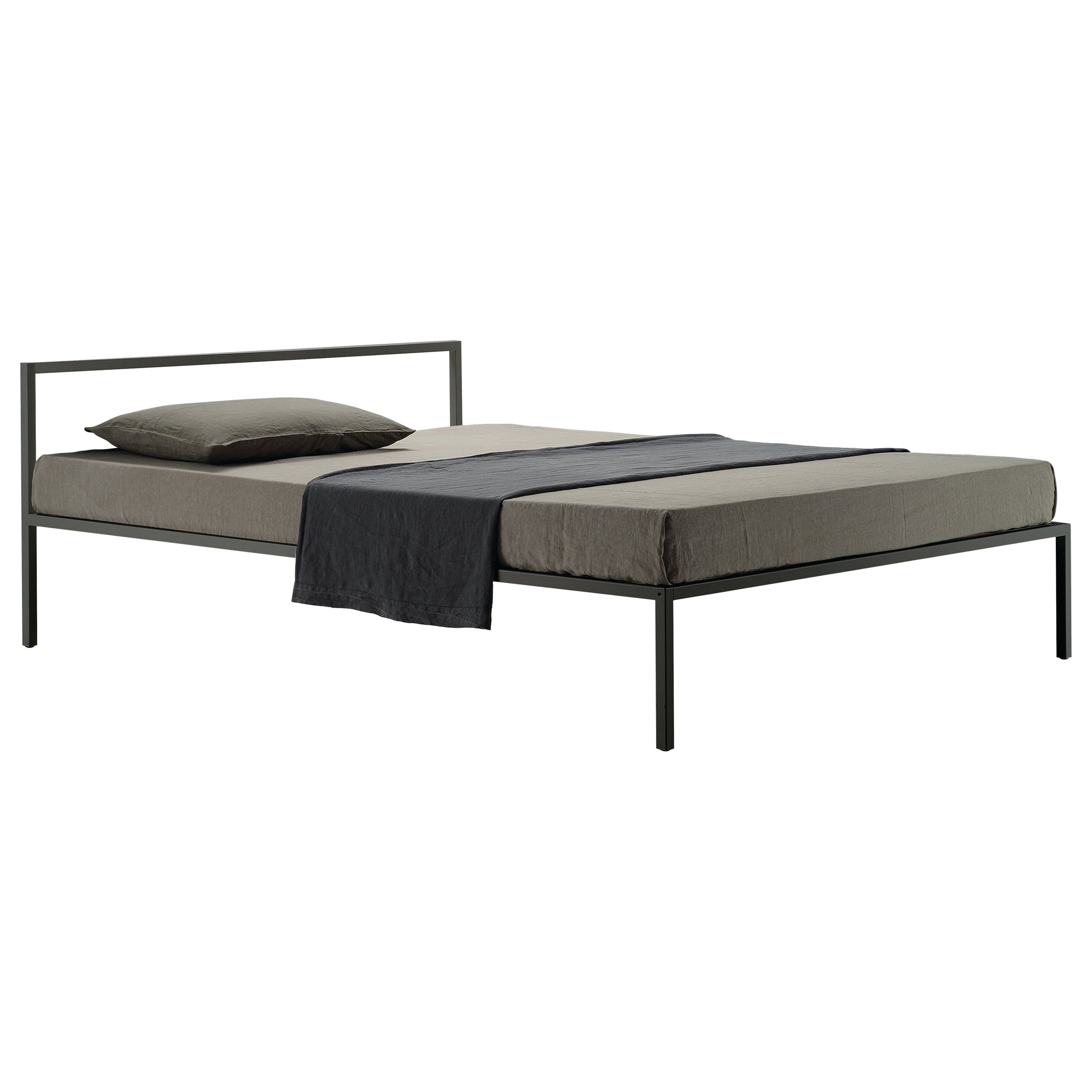 Zanotta Medium Nyx Bed Frame in Black Painted Steel by Emaf Progetti