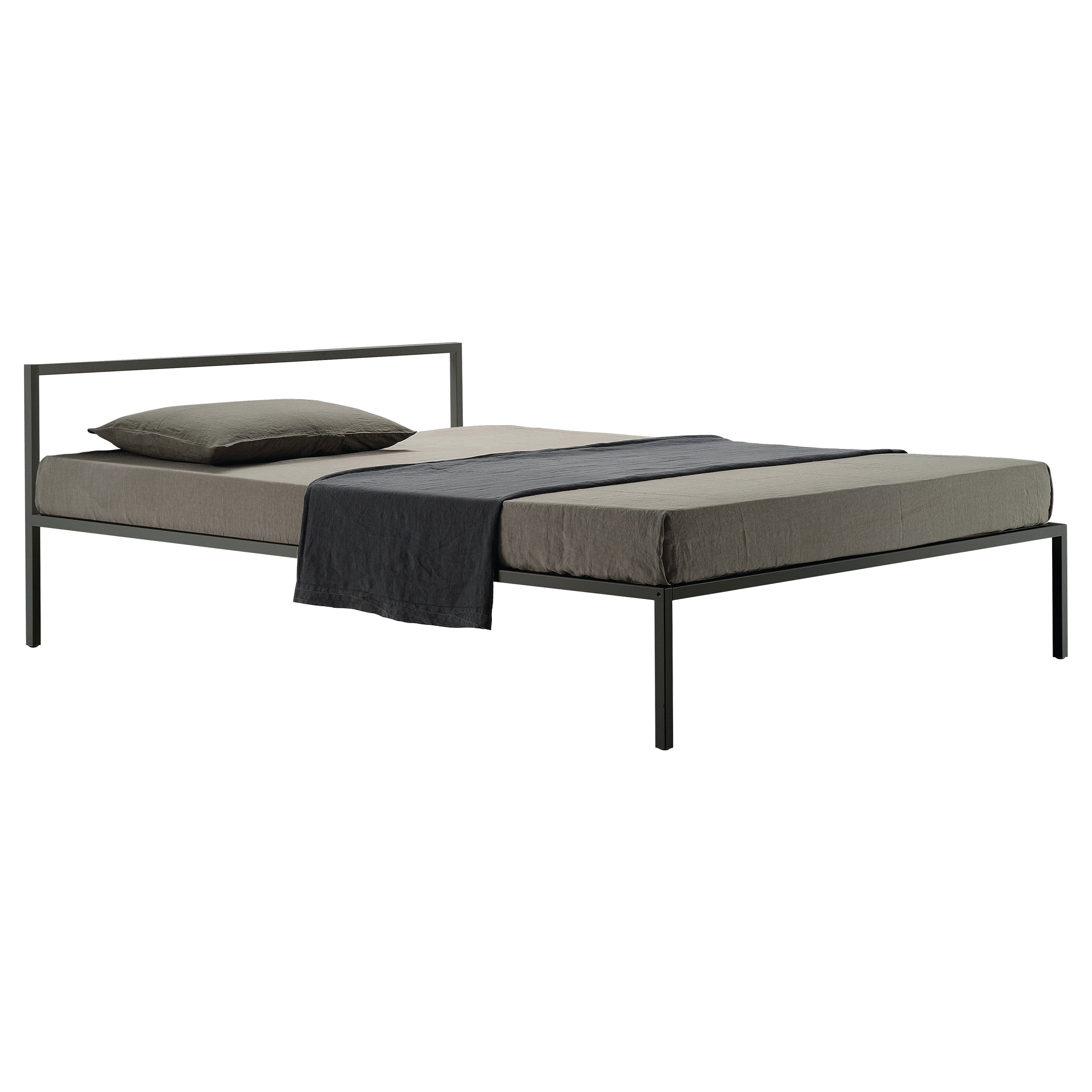 Zanotta Extra Large Nyx Bed Frame in Black Painted Steel by Emaf Progetti For Sale