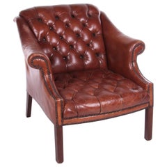 Vintage Sheep Leather Club Armchair Chesterfield Model, 1970