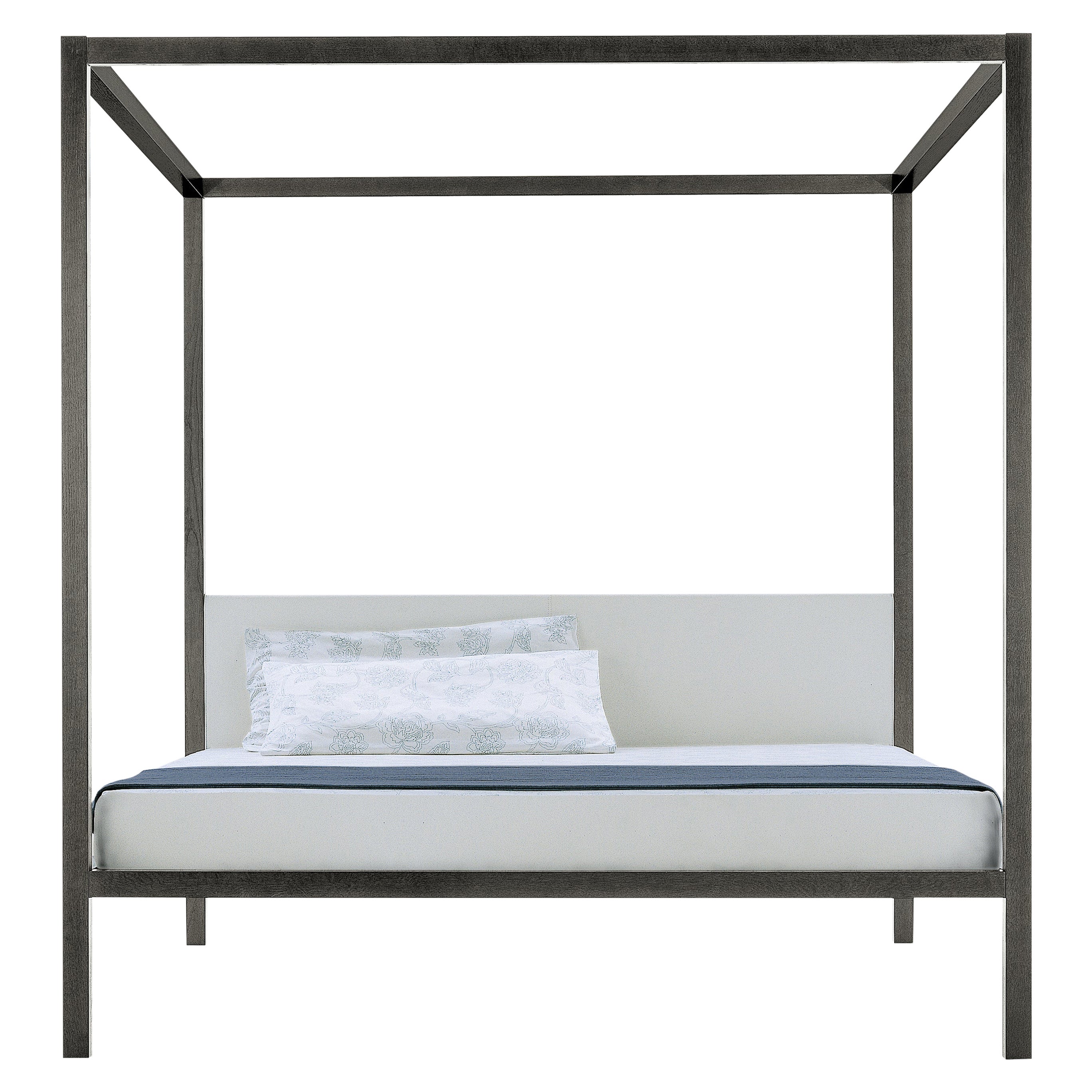 Zanotta Large Milleunanotte Four-Poster Bed & Canopy in Grey Varnished Oak Frame (lit à baldaquin et baldaquin en chêne verni gris)