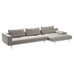 Zanotta Bruce Sectional Sofa in Grey Upholstery with Polished Aluminum Frame