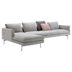 Zanotta Flamingo-Sofa mit Vale-Polsterung und Rahmen aus poliertem Aluminium