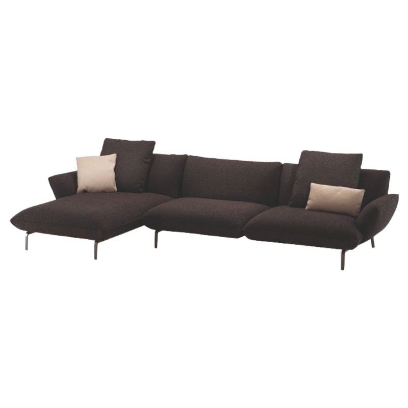 Zanotta Dove Sectional Sofa in Quid Upholstery with Graphite Aluminium Frame For Sale