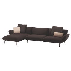 Zanotta Dove Sectional Sofa in Quid Upholstery with Graphite Aluminium Frame