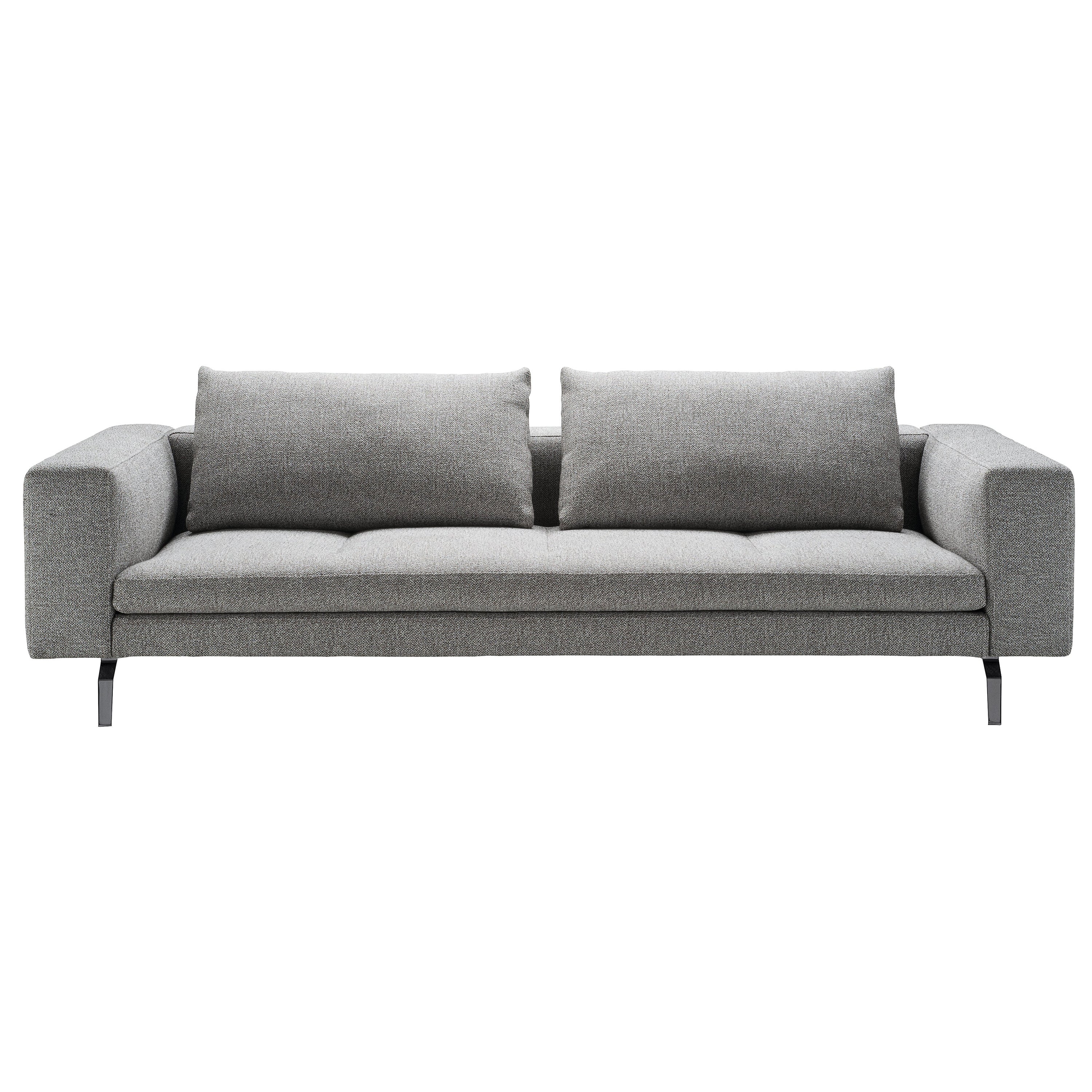 Zanotta Small Bruce Sofa in Grey Upholstery with Black Painted Steel Frame For Sale