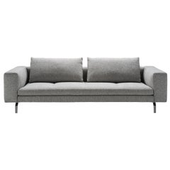 Zanotta Small Bruce Sofa in Grey Upholstery with Black Painted Steel Frame