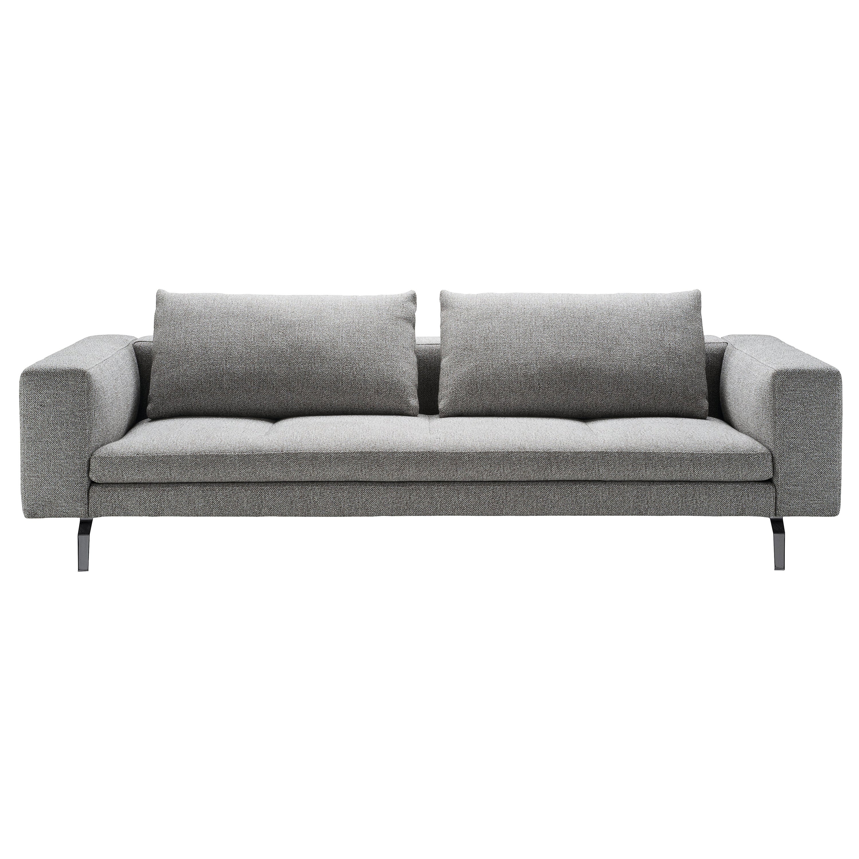 Zanotta Medium Bruce Sofa in Grey Upholstery with Black Painted Steel Frame For Sale