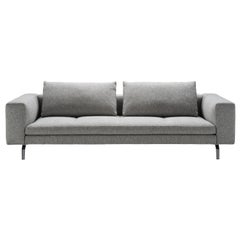 Zanotta Medium Bruce Sofa mit grauer Polsterung und schwarz lackiertem Stahlgestell