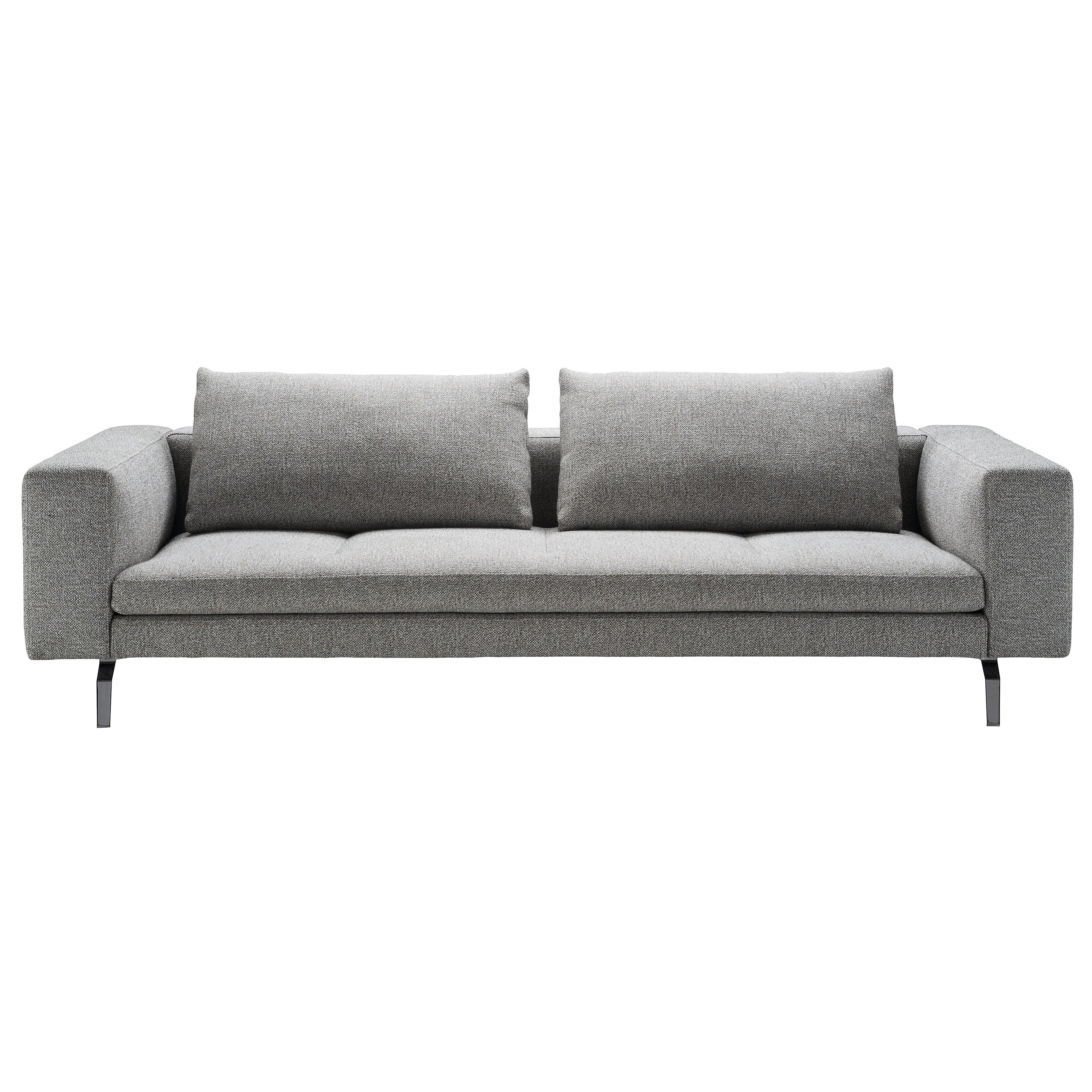 Zanotta Large Bruce Sofa in Grey Upholstery with Black Painted Steel Frame For Sale