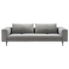 Großes Bruce-Sofa von Zanotta mit grauer Polsterung und schwarz lackiertem Stahlgestell