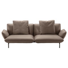 Grand canapé Dove de Zanotta en superbe cuir avec cadre en aluminium peint en graphite