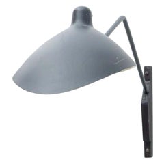Vintage Mid-Century Black Metal Wall Lamp in the Style of Serge Mouille, circa 1950