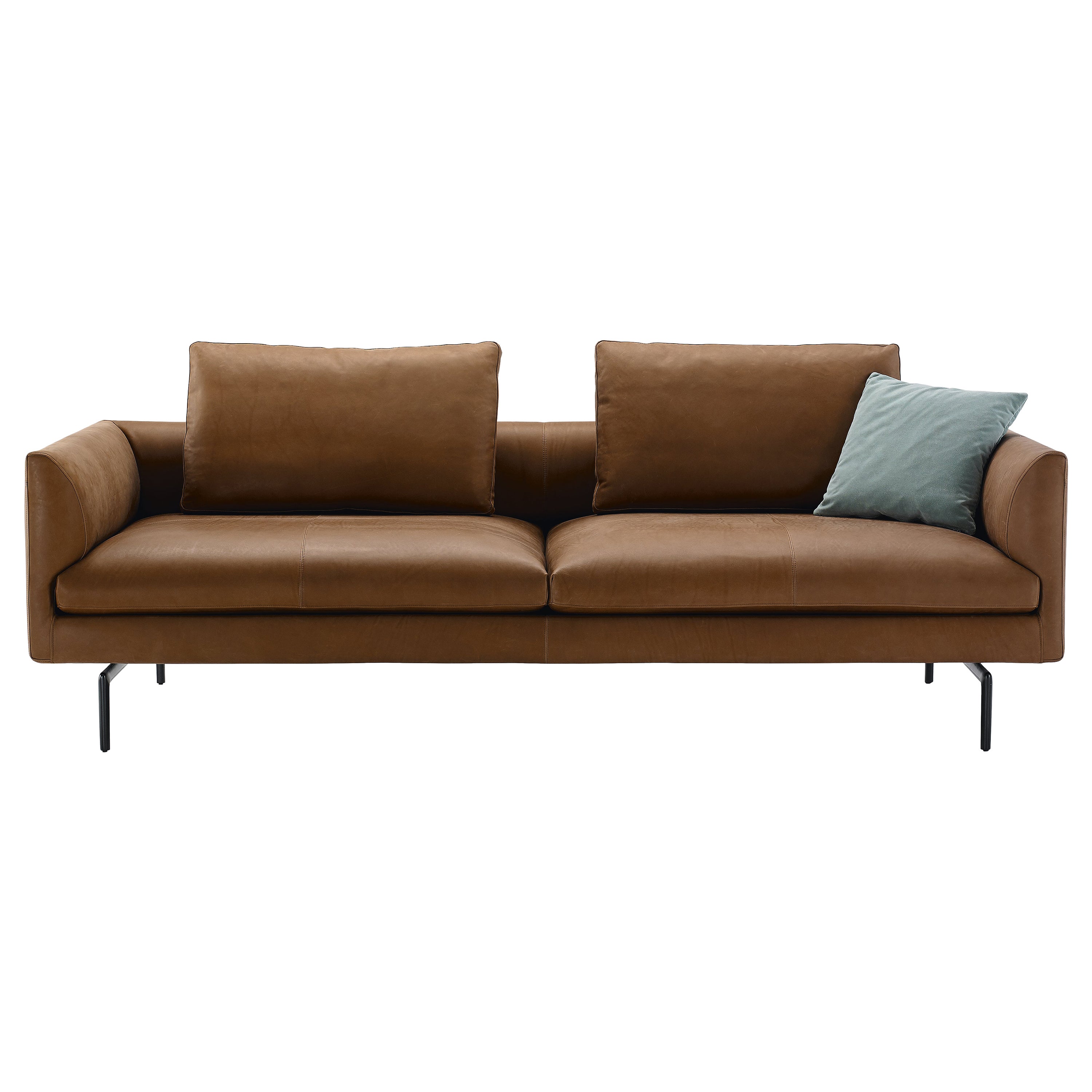 Zanotta Small Flamingo Sofa in Brown Upholstery with Black Aluminum Frame For Sale