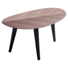 Mini table Zanotta en tweed avec plateau en noyer Canaletto et cadre noir