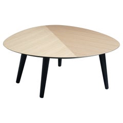 Mini table Zanotta en tweed de taille moyenne avec plateau en chêne naturel et cadre noir
