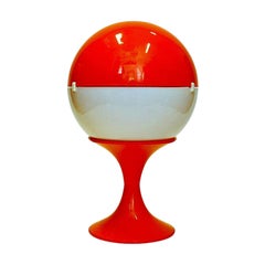 Scandinavian White and Orange Space Age Globe Tablelamp 1970s