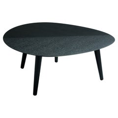 Mini table Zanotta en tweed de taille moyenne avec plateau en chêne noir et cadre noir
