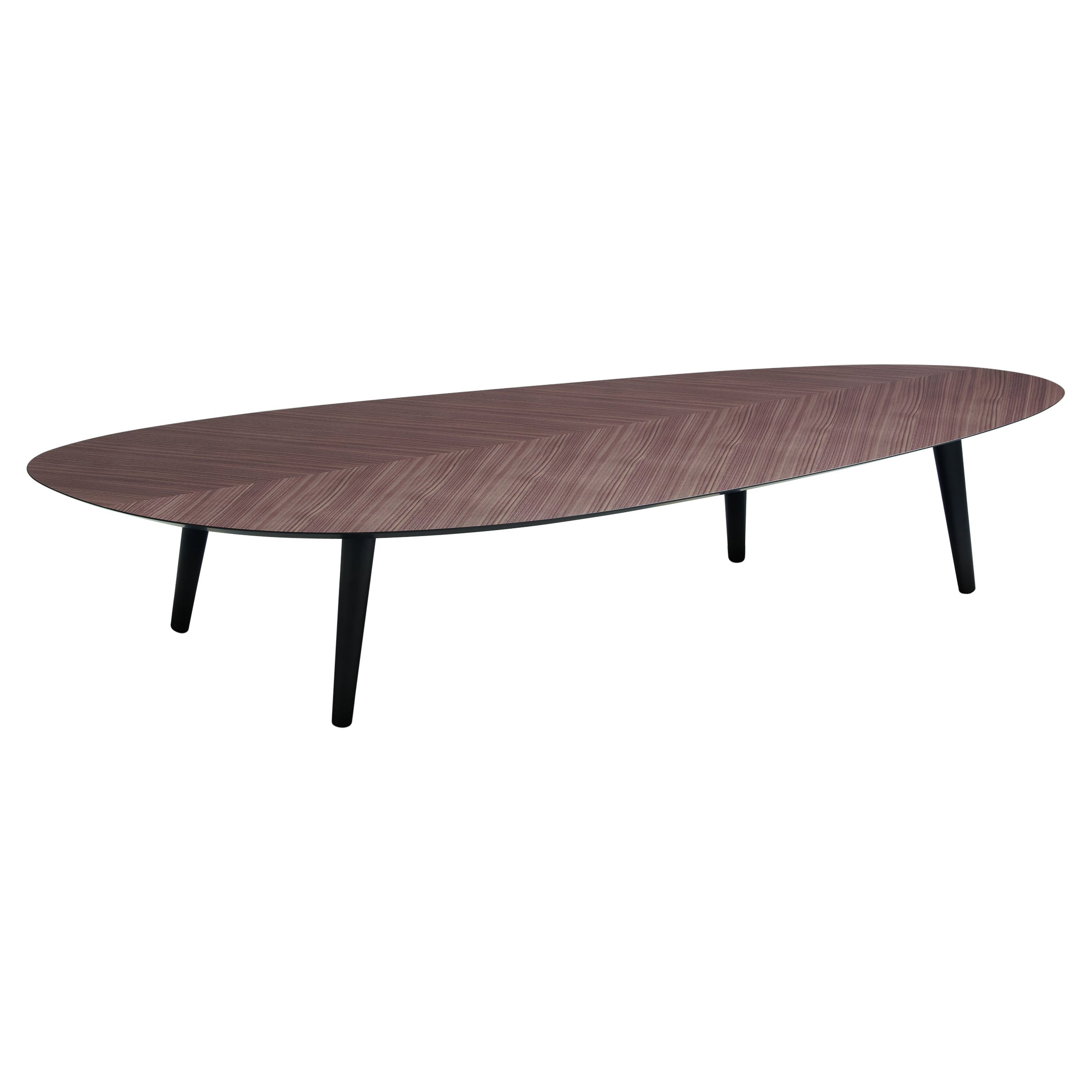 Zanotta Large Tweed Mini Table in Canaletto Walnut Top with Black Frame For Sale
