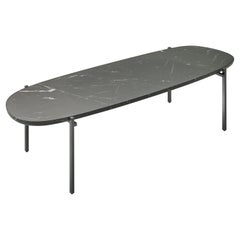 Zanotta Large Niobe Table in Marquinia Marble Top with Black Steel Frame