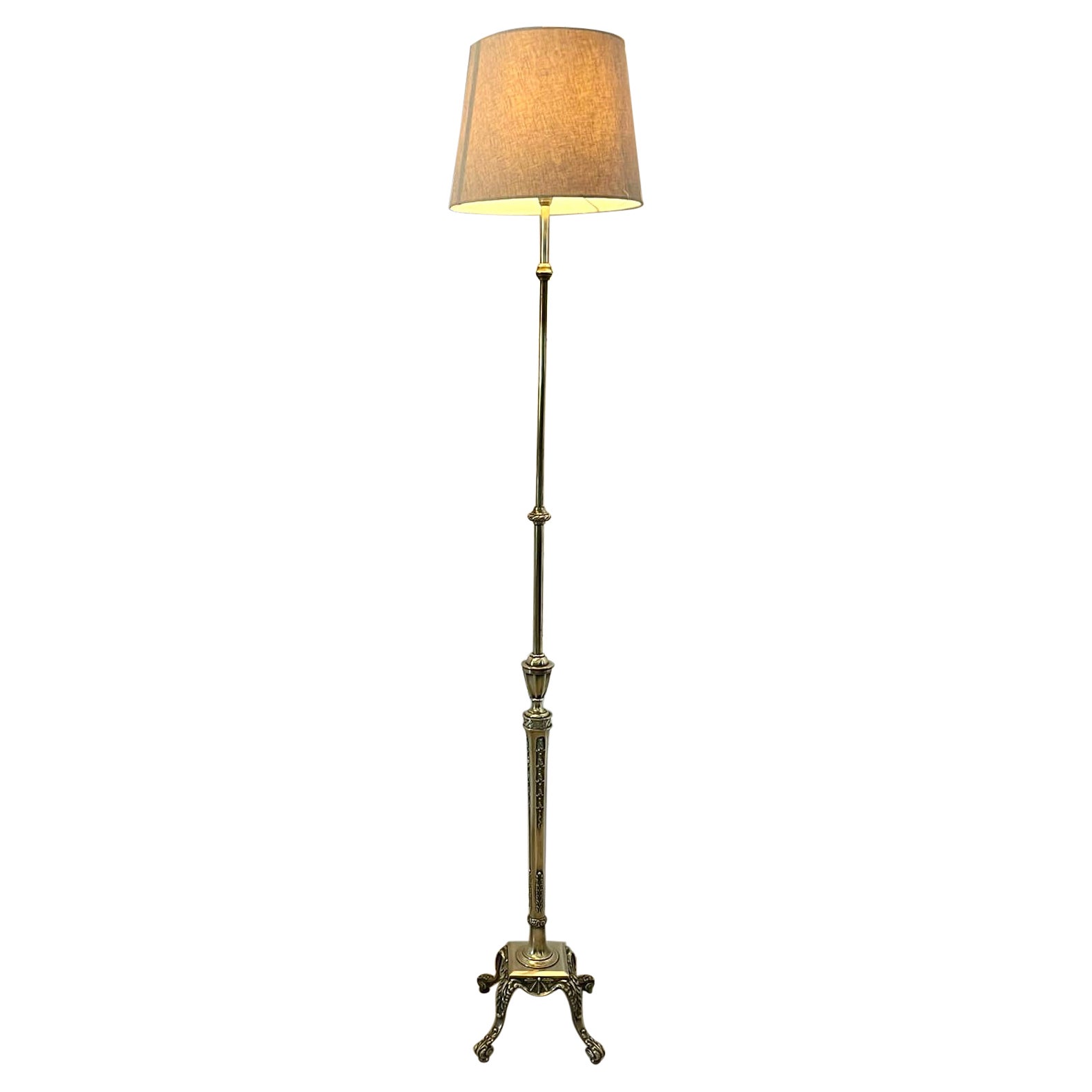 Antique Victorian Quality Ornate Brass Adjustable Floor Lamp