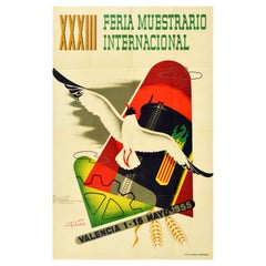 Original Vintage Advertising Poster Feria Muestrario Trade Fair Valencia Spain
