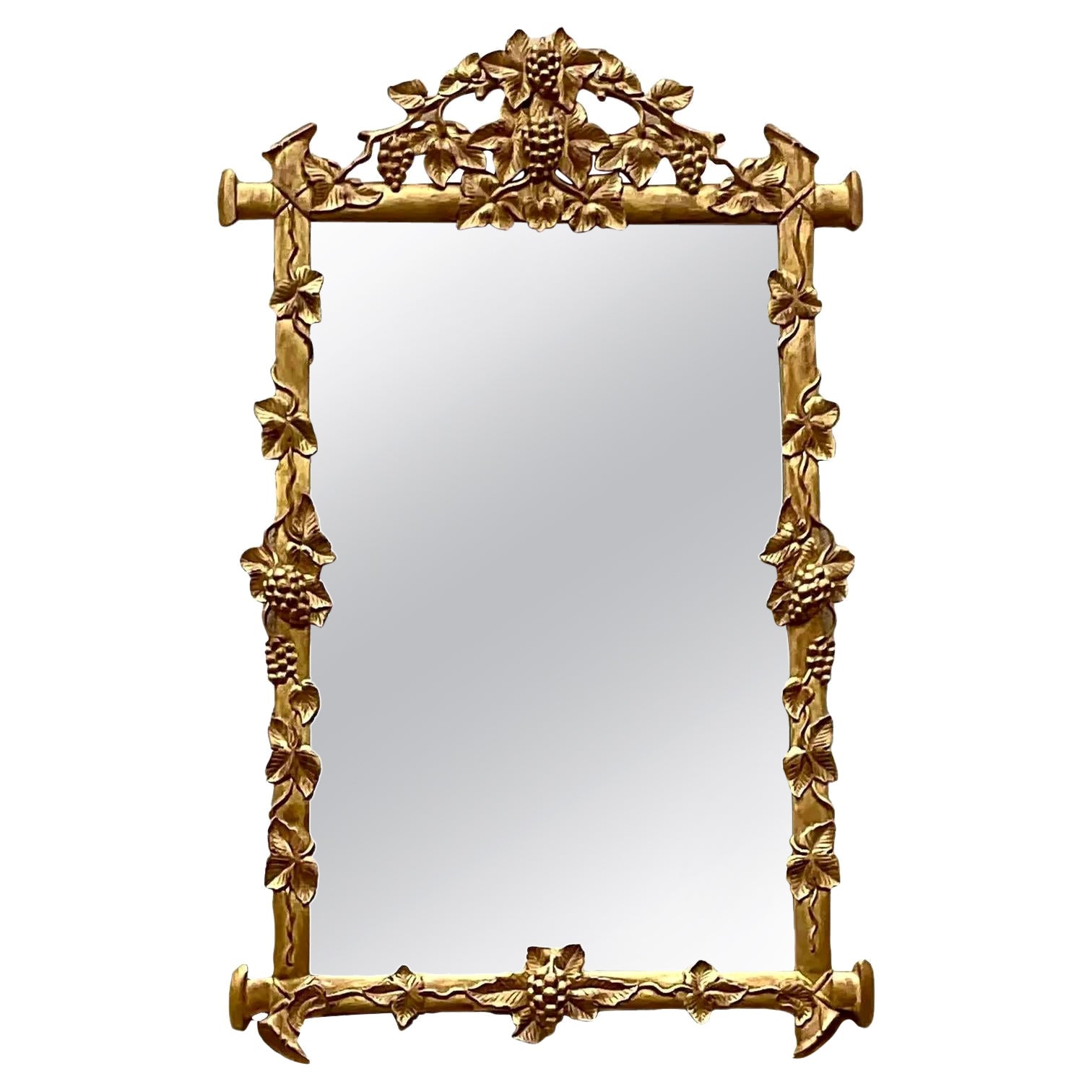 Vintage Gilt Carved Wood Mirror For Sale