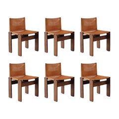 Afra & Tobia Scarpa "Monk" Dining Chairs for Molteni, 1974, Set of 6