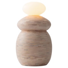 STACKED Cairn Tabletop Lamp, Bone White finish, Available Now