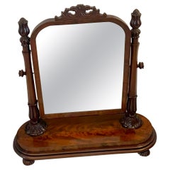 Miroir de coiffeuse victorien ancien en acajou de qualité exceptionnelle