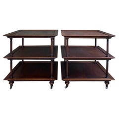 Pair of Used Baker Furniture Co. Style Three Tier Brown Side Tables